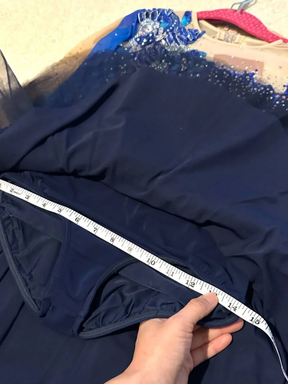 Navy Blue Crystal Figure Skating Dress Girls 12
